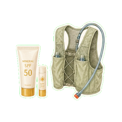 Mineral SPF 50 + lip balm SPF 30 + 3L hydration vest