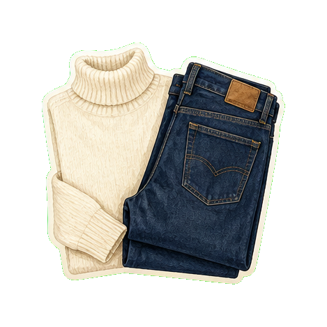 Gorsuch cashmere turtleneck + dark slim or boot-cut denim