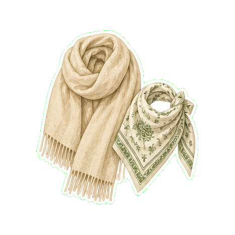 Loro Piana cashmere wrap or Brunello Cucinelli alpaca shawl + cotton silk scarf