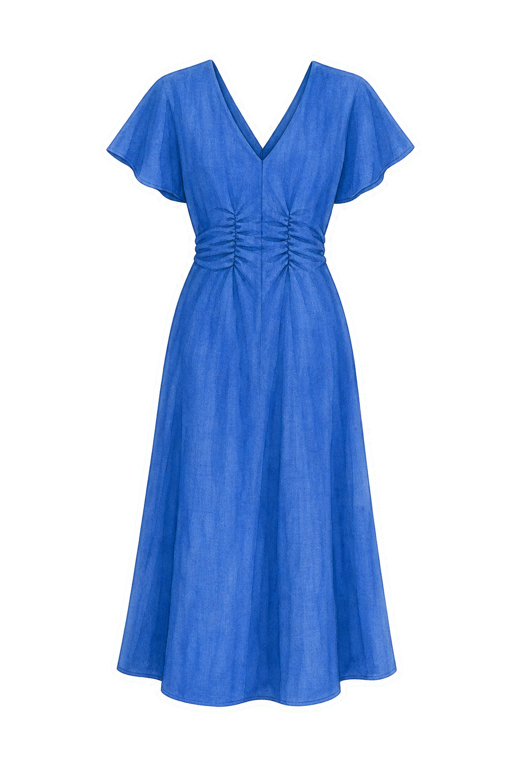 Blue Linen Midi Dress