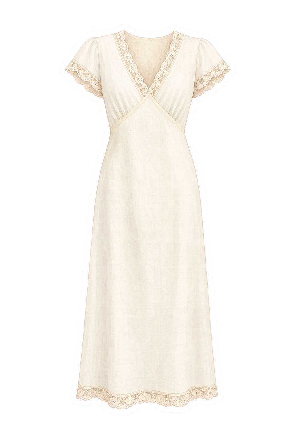 Cream Linen Midi Dress