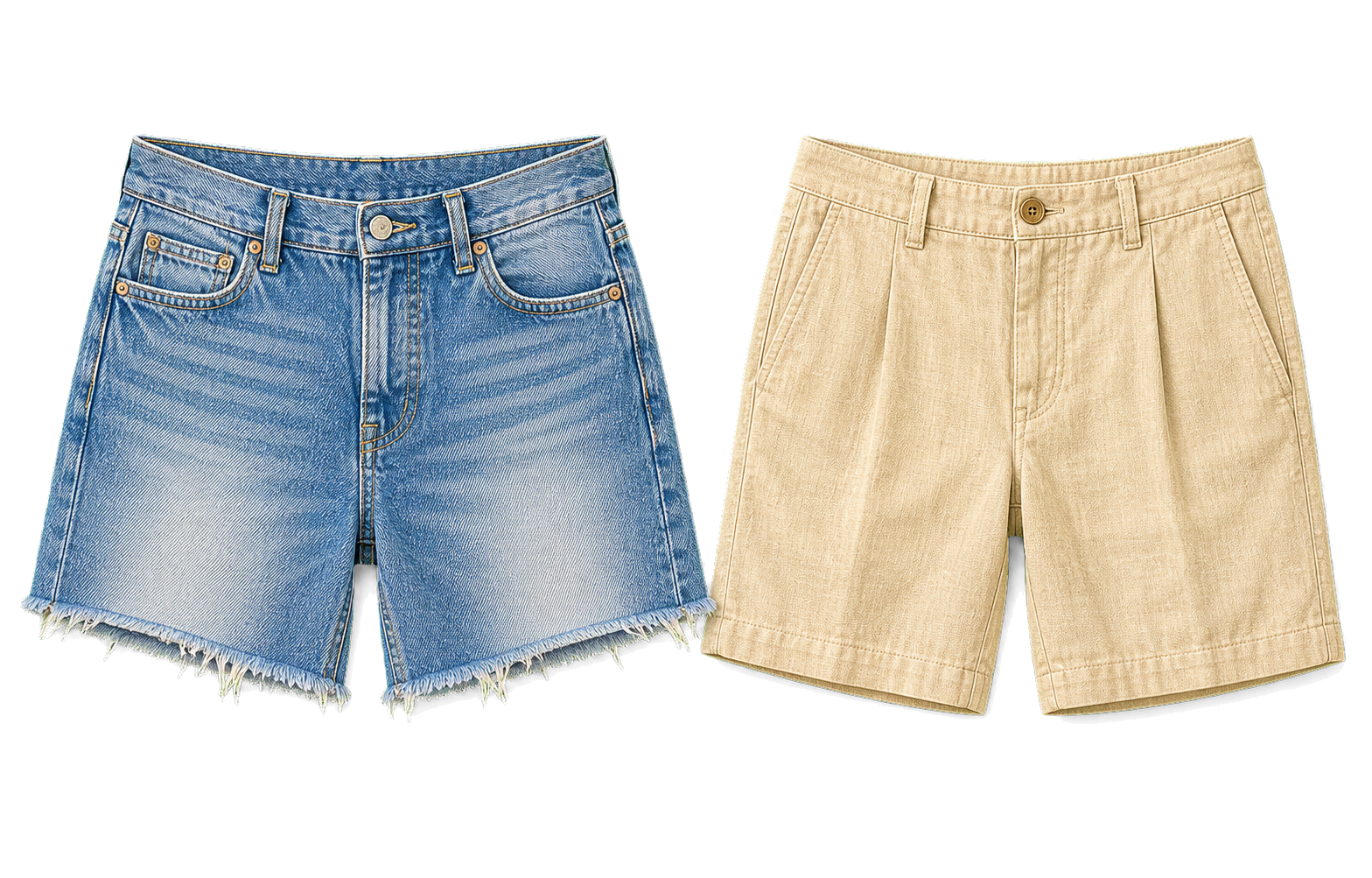 Denim Cutoffs And Linen Shorts