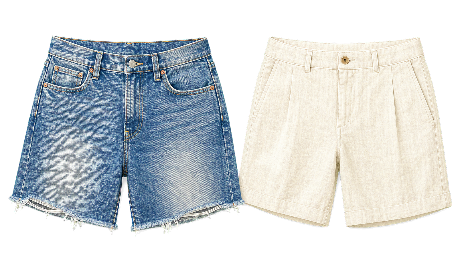 Denim Cutoffs And Linen Shorts