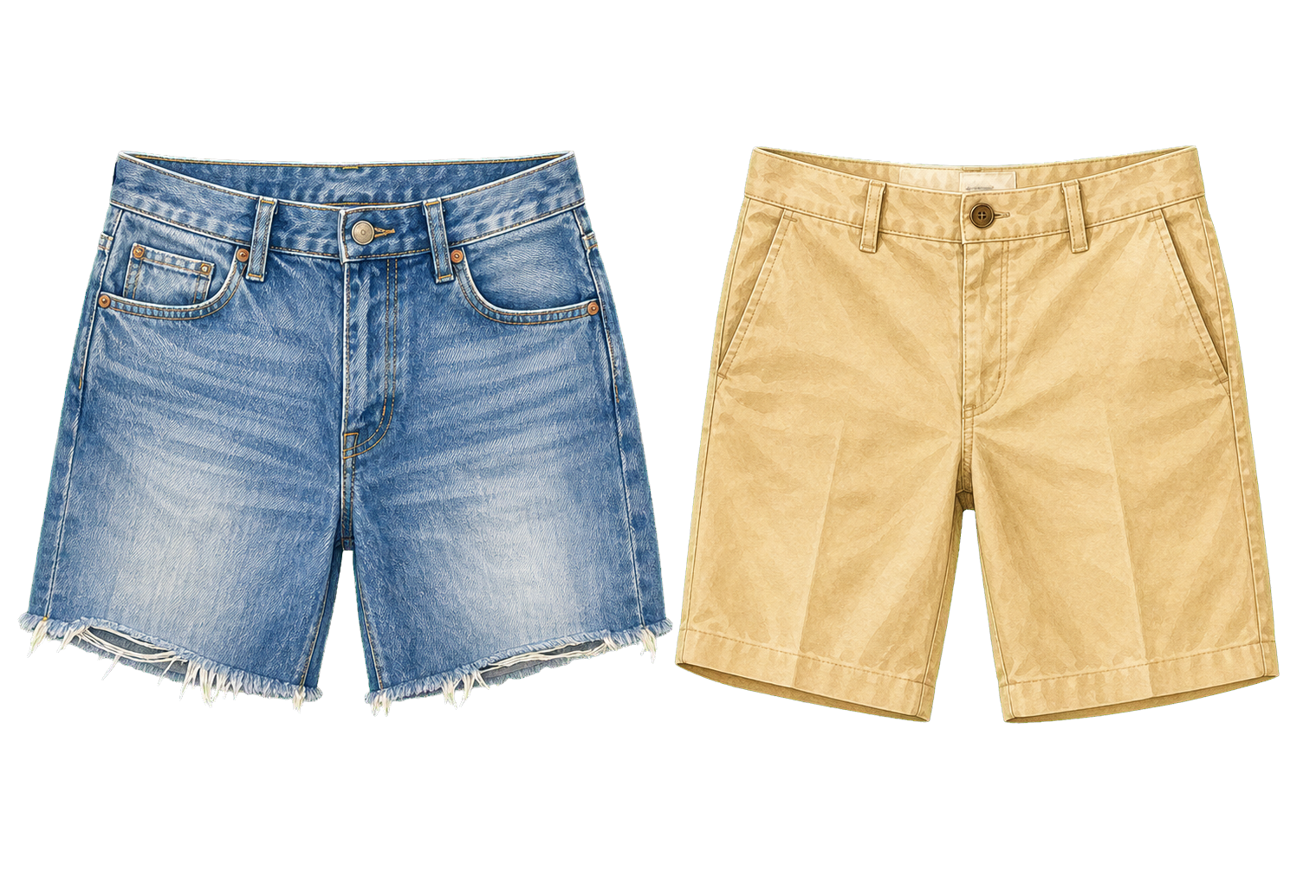 Denim Cutoffs And Chino Shorts