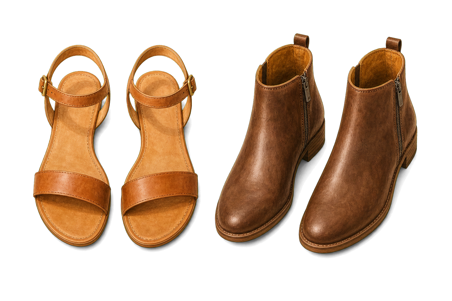 Leather Sandals And Low-Heel Boots