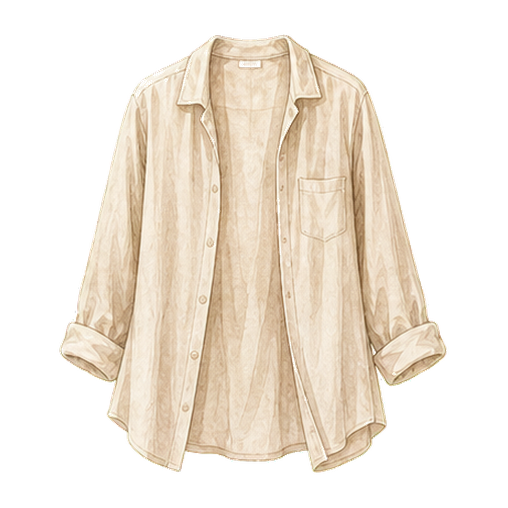 Beige Linen Shirt Cardigan