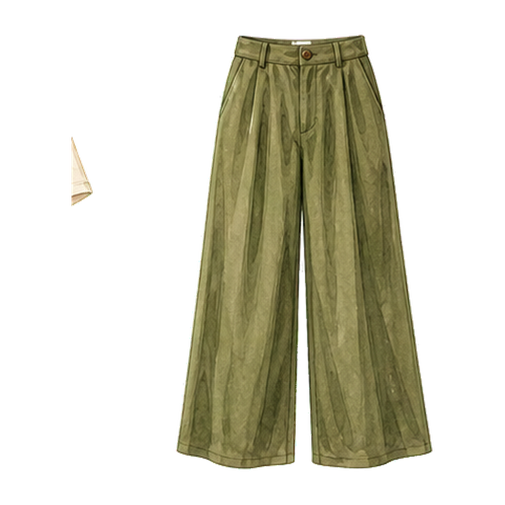Olive Wide-Leg Trousers