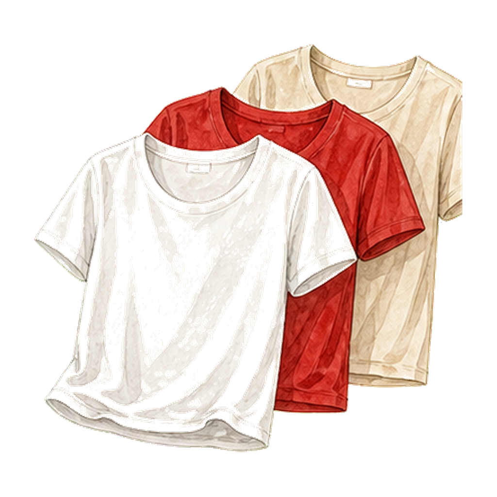 Red White Cotton Rayon Tee Stack