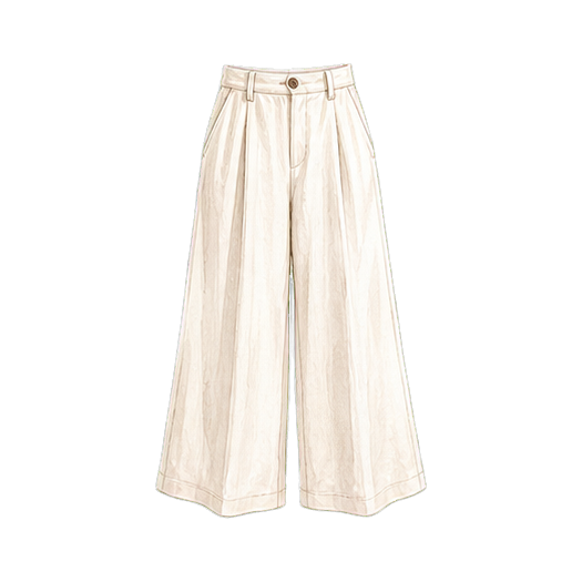 Cream Wide-Leg Trousers