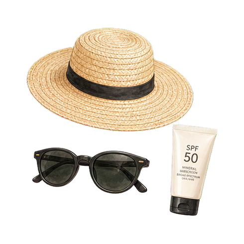 Straw Hat Sunglasses and SPF