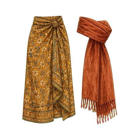 Ochre Sarong and Rust Sash