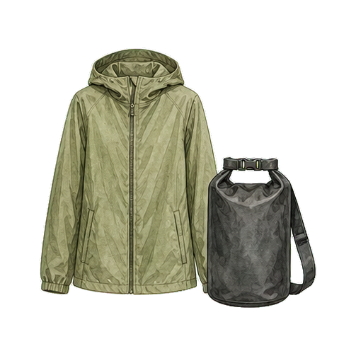 Sage Rain Shell and Dry Bag