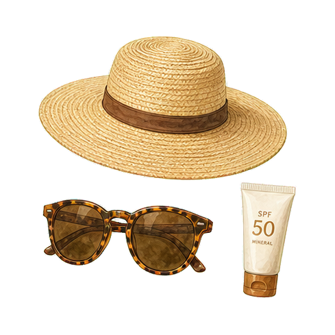 Straw Hat Sunglasses and SPF