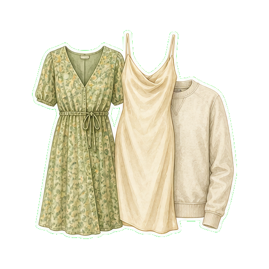 Lightweight cotton midi + Réalisation Par bias-cut silk + Roots cotton sweatshirt
