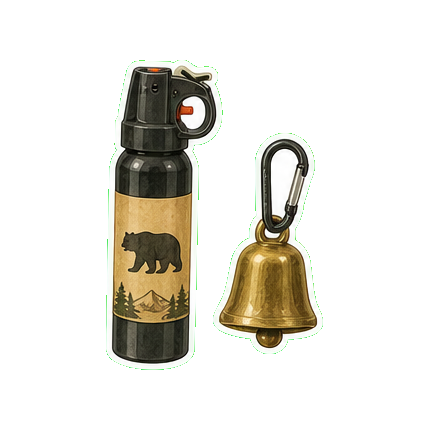 Bear spray (Counter Assault or UDAP) + bear-bell