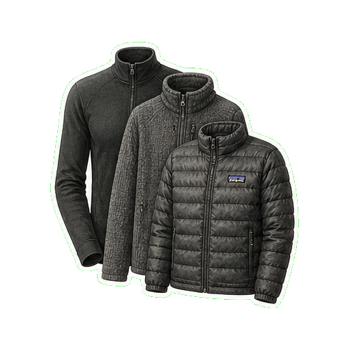 Smartwool Intraknit 250 base + Patagonia R1 mid + Patagonia Down Sweater under-shell