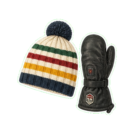 Hudson's Bay point-blanket toque + Hestra heated mitten