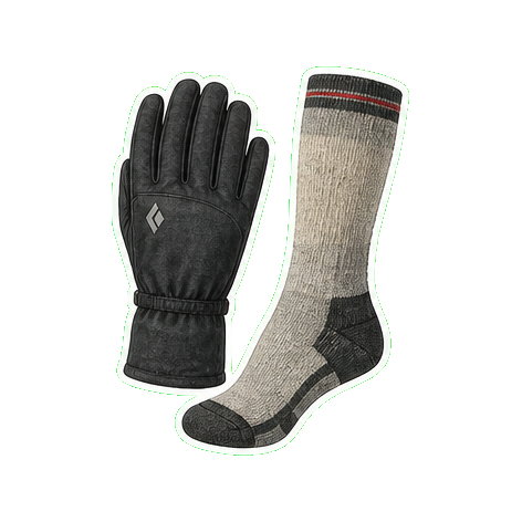 Patagonia stretch-fleece glove + Smartwool ski-sock