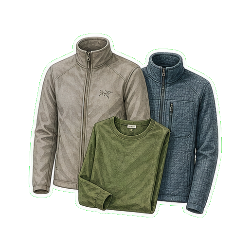 Arc'teryx Atom LT mid-layer + Patagonia R1 fleece + Smartwool 250 merino tee