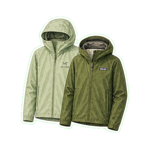 Patagonia Houdini packable shell + Patagonia Torrentshell 3L for sustained-deluge