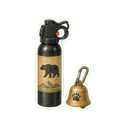 Bear spray (Counter Assault or UDAP) + bear-bell