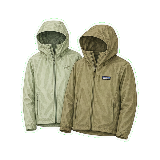 Patagonia Houdini packable shell + Patagonia Torrentshell 3L for monsoon-deluge