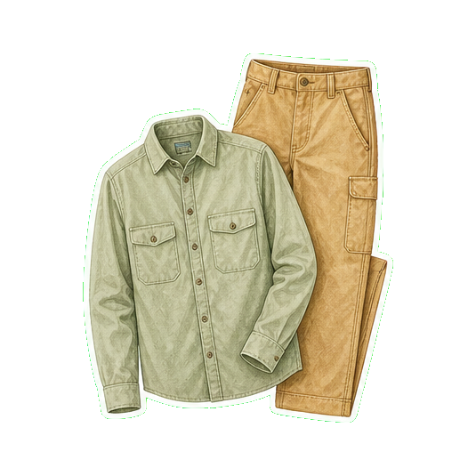 Mountain Khakis Original Mountain canvas pant + Stio Cottonwood overshirt