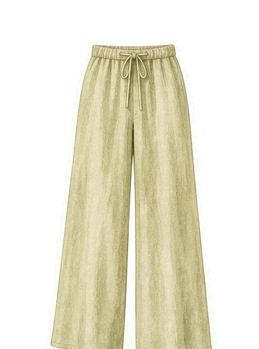 Sand Linen Wide-Leg Trousers
