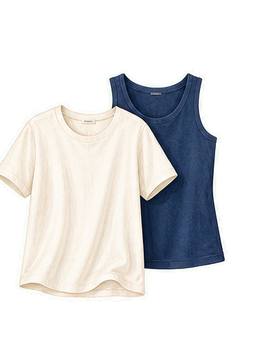 Ivory Tee And Navy Tank