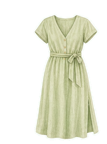 Pale Sage Linen Midi Dress