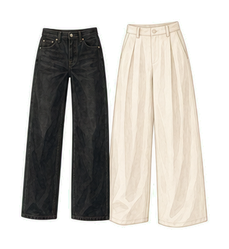 Jeans And Wide Cotton Trouser