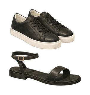 Sneakers And Leather Sandal