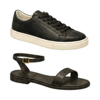 Sneakers And Leather Sandal
