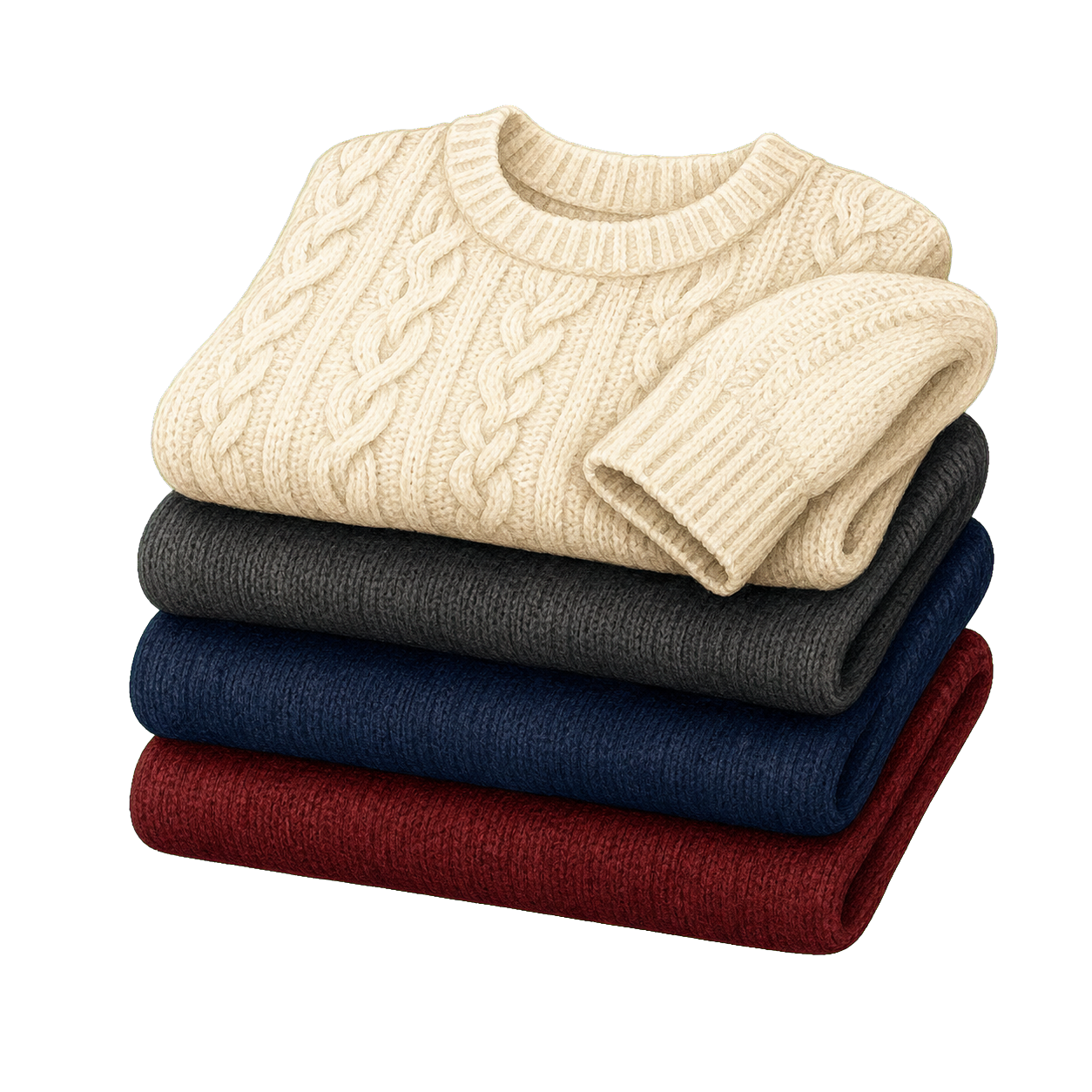Chunky To Fine-Knit Sweater Stack