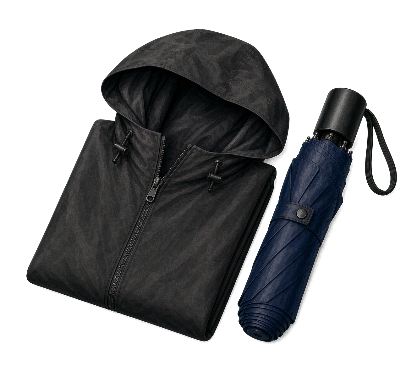 Packable Rain Shell And Umbrella