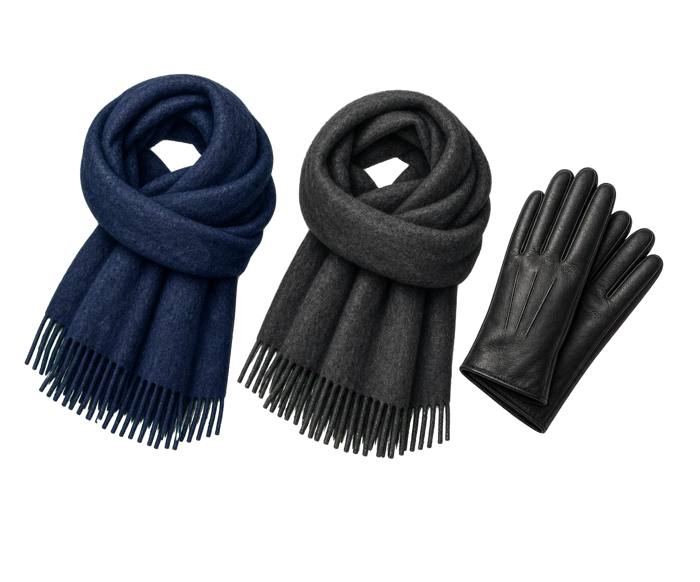Heavy Wool Scarf And Leather Gloves
