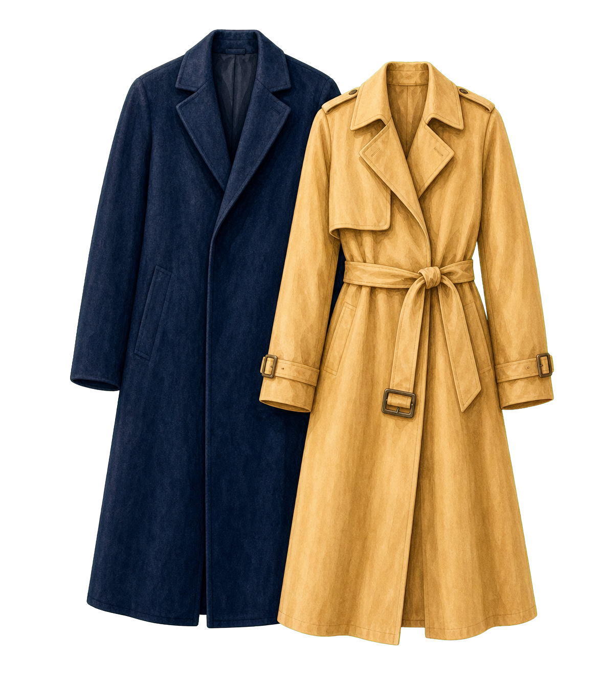 Wool Overcoat And Heavy Trench