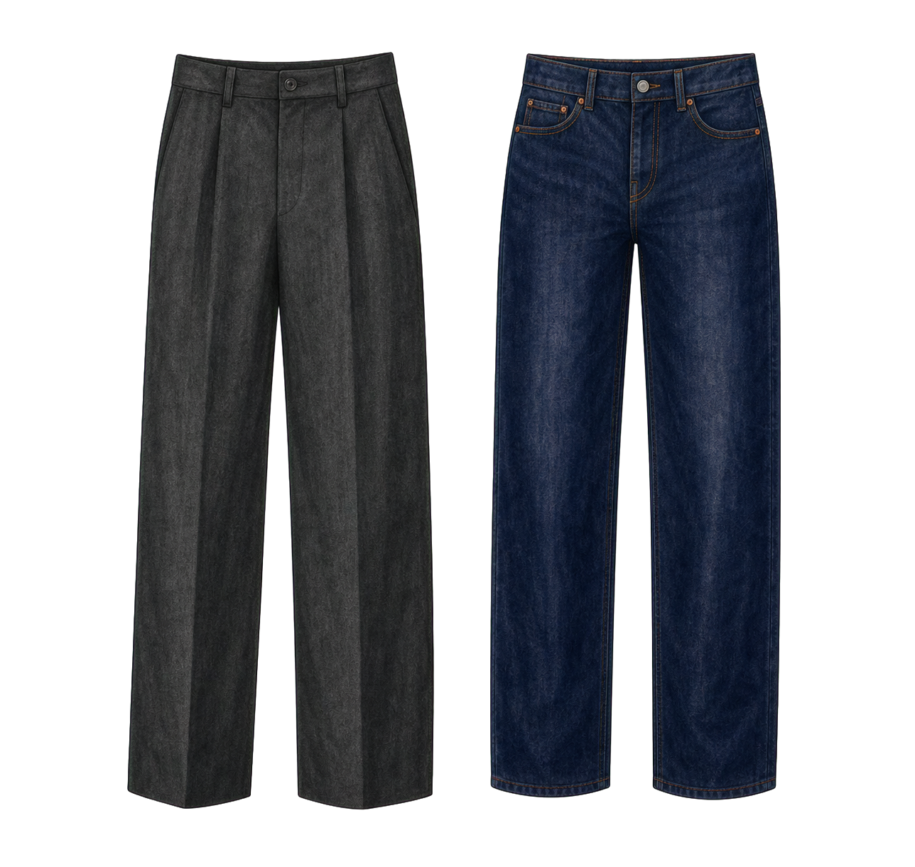 Wool Trousers And Dark Jeans