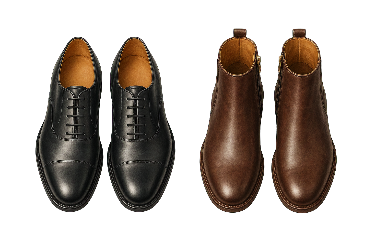 Leather Oxfords And Low-Heel Boots