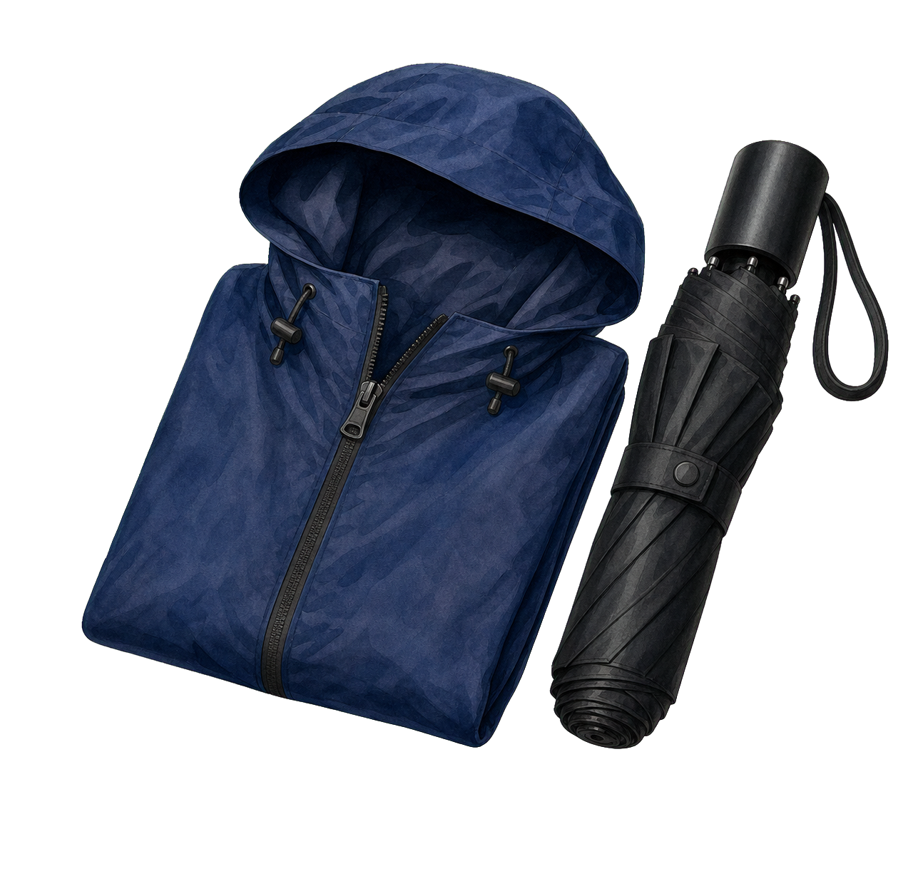 Packable Rain Shell And Umbrella