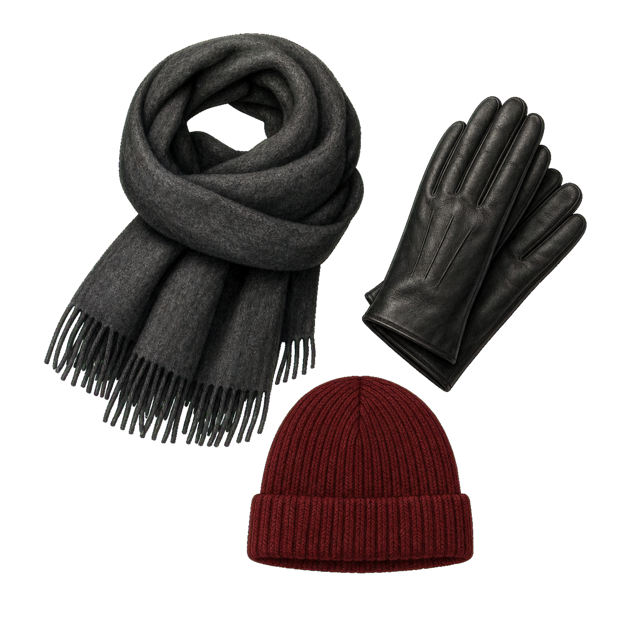Heavy Wool Scarf Gloves And Beanie