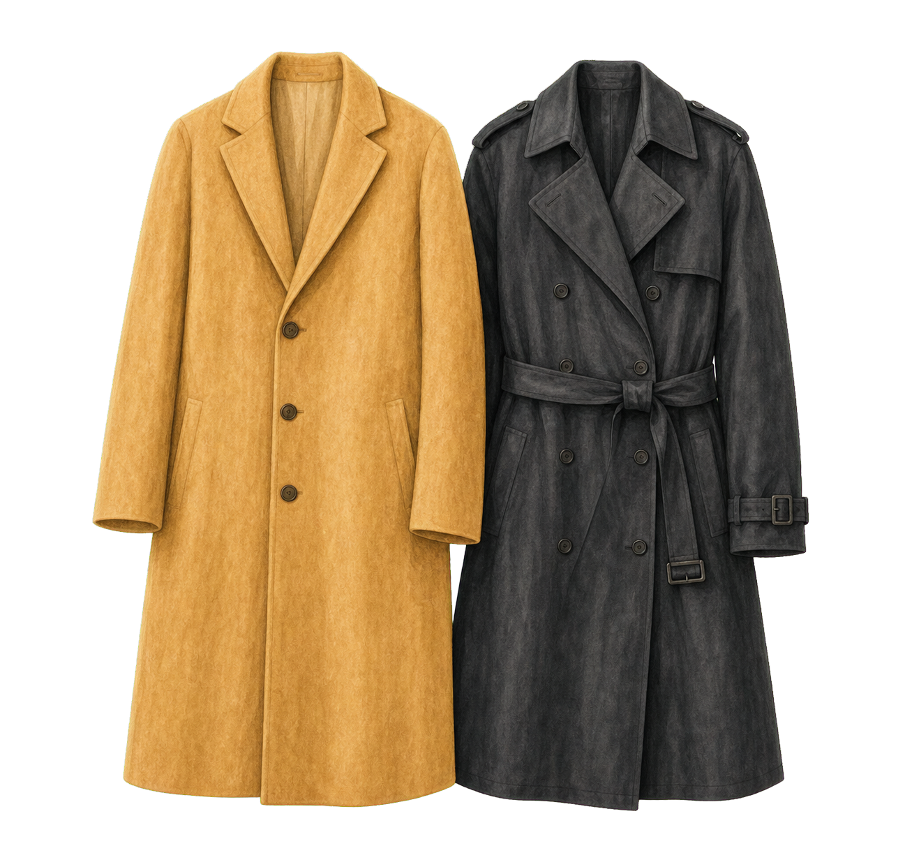 Wool Overcoat And Heavy Trench