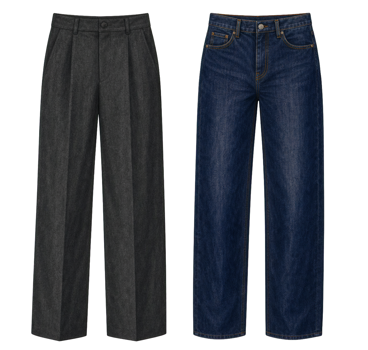 Wool Trousers And Dark Jeans