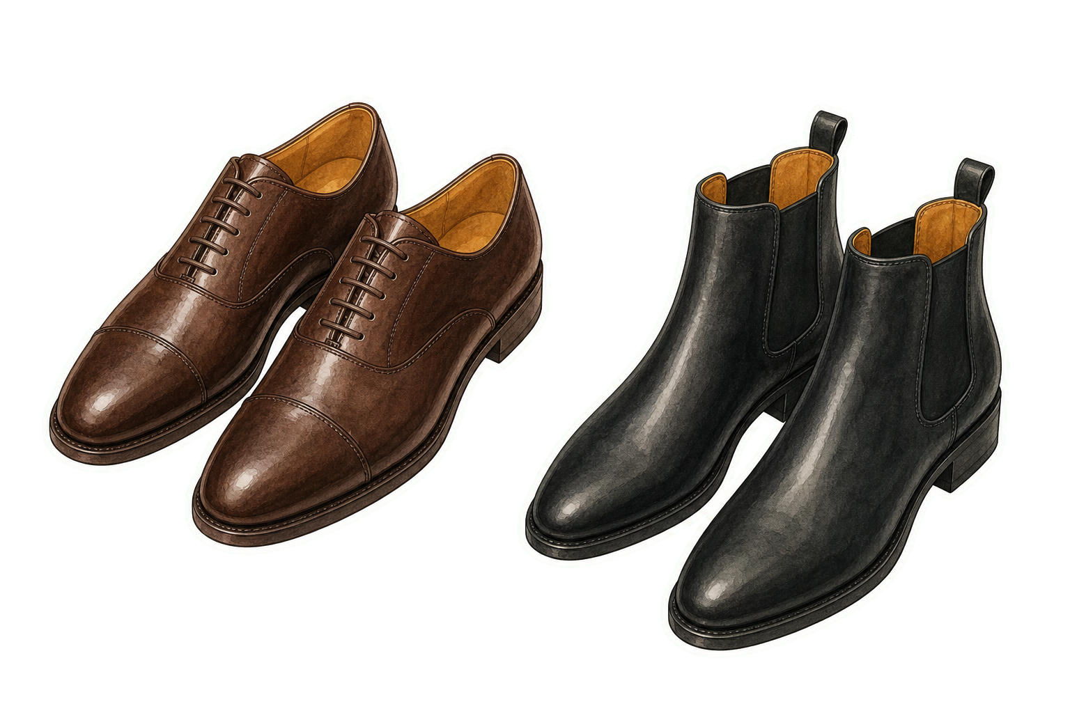 Leather Oxfords And Low-Heel Boots