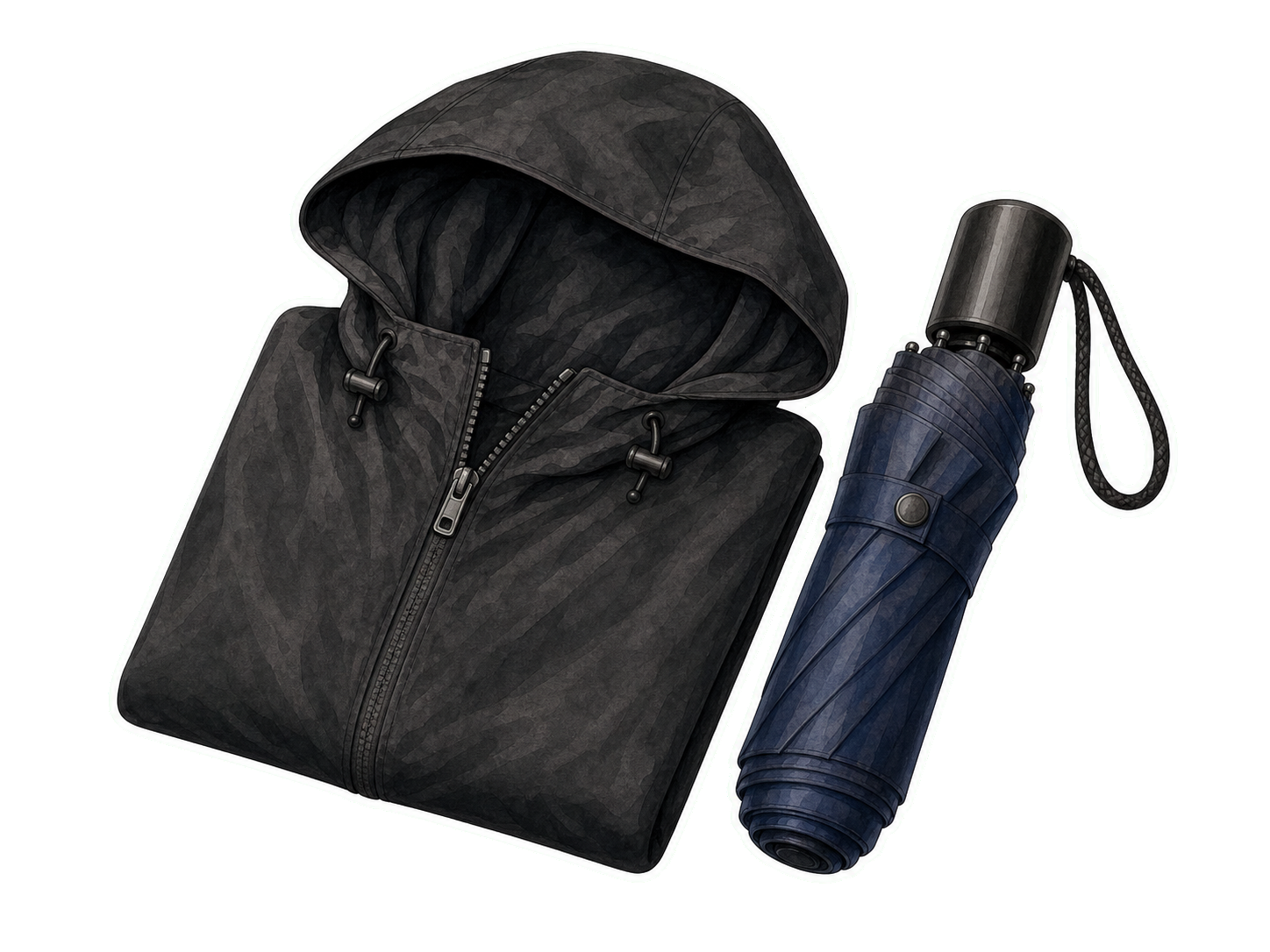 Packable Rain Shell And Umbrella
