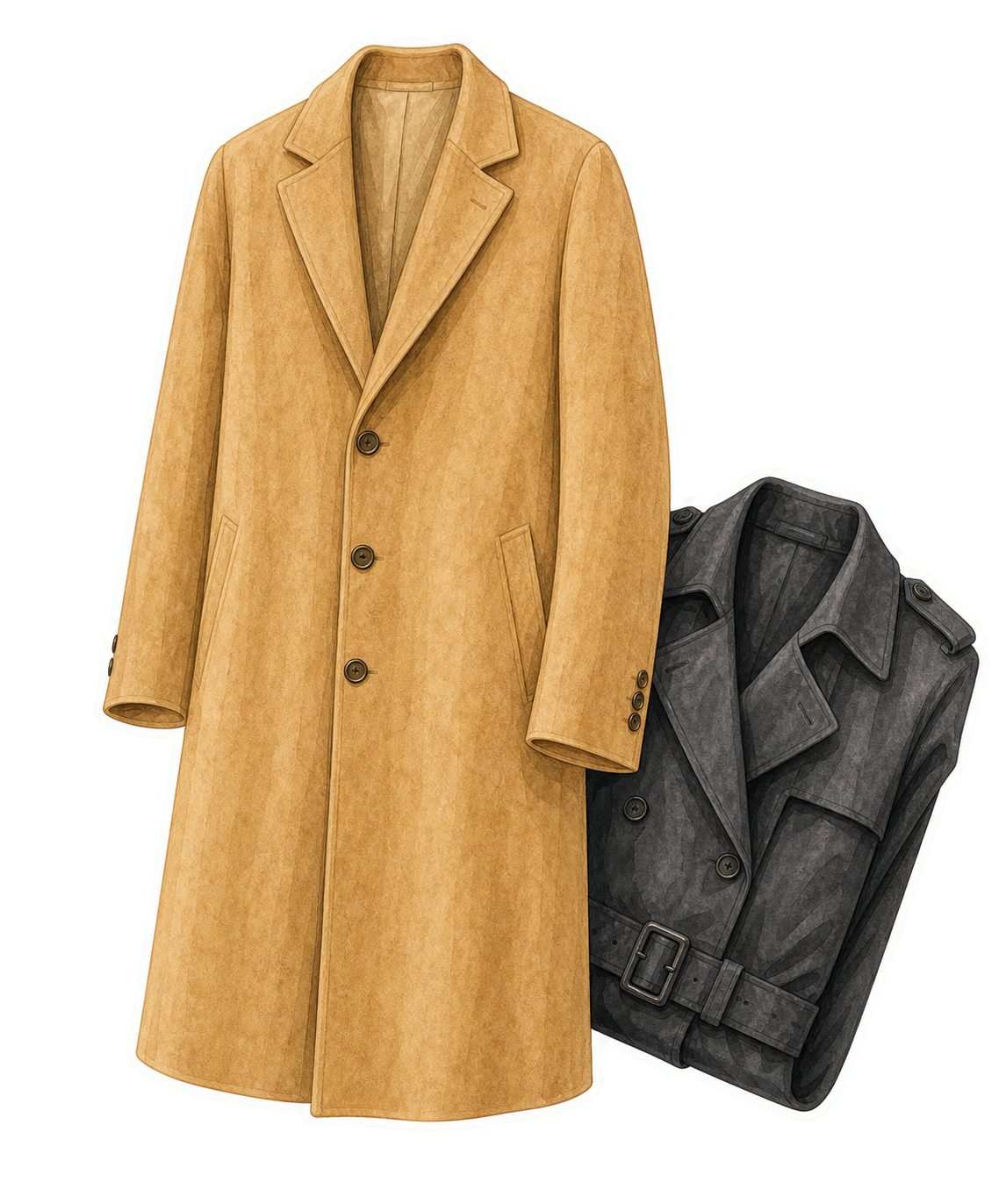 Wool Overcoat And Heavy Trench