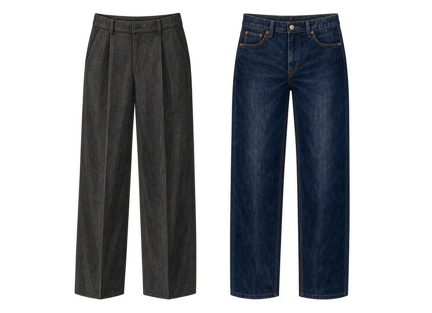Wool Trousers And Dark Jeans