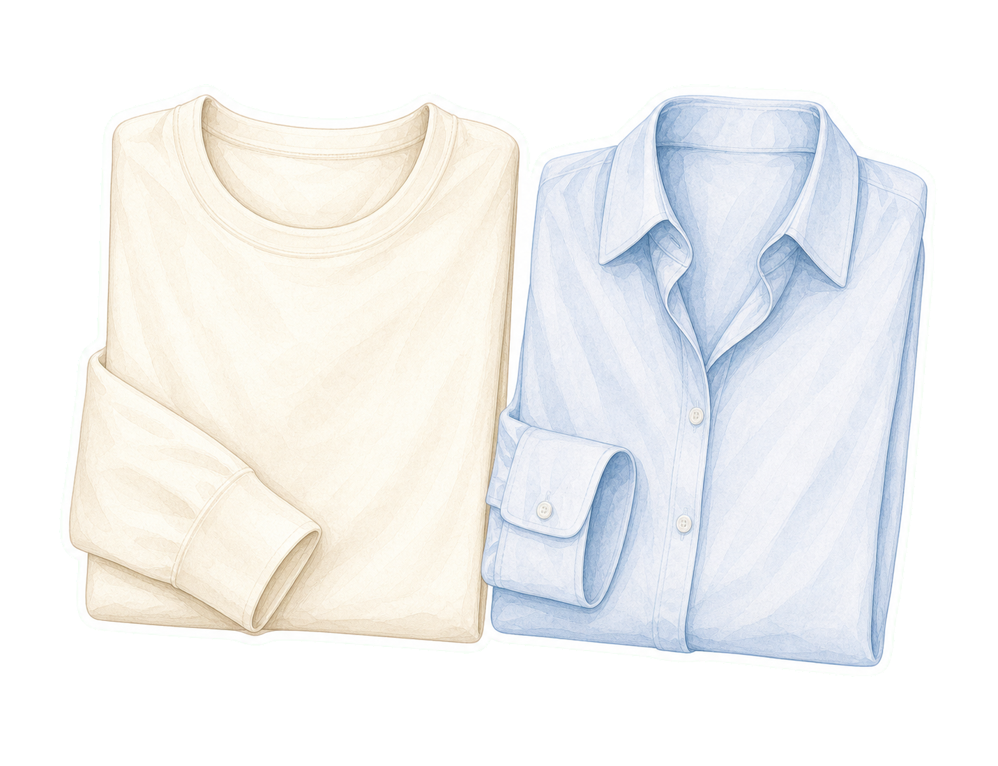 Cotton Long-Sleeve Tee And Blouse