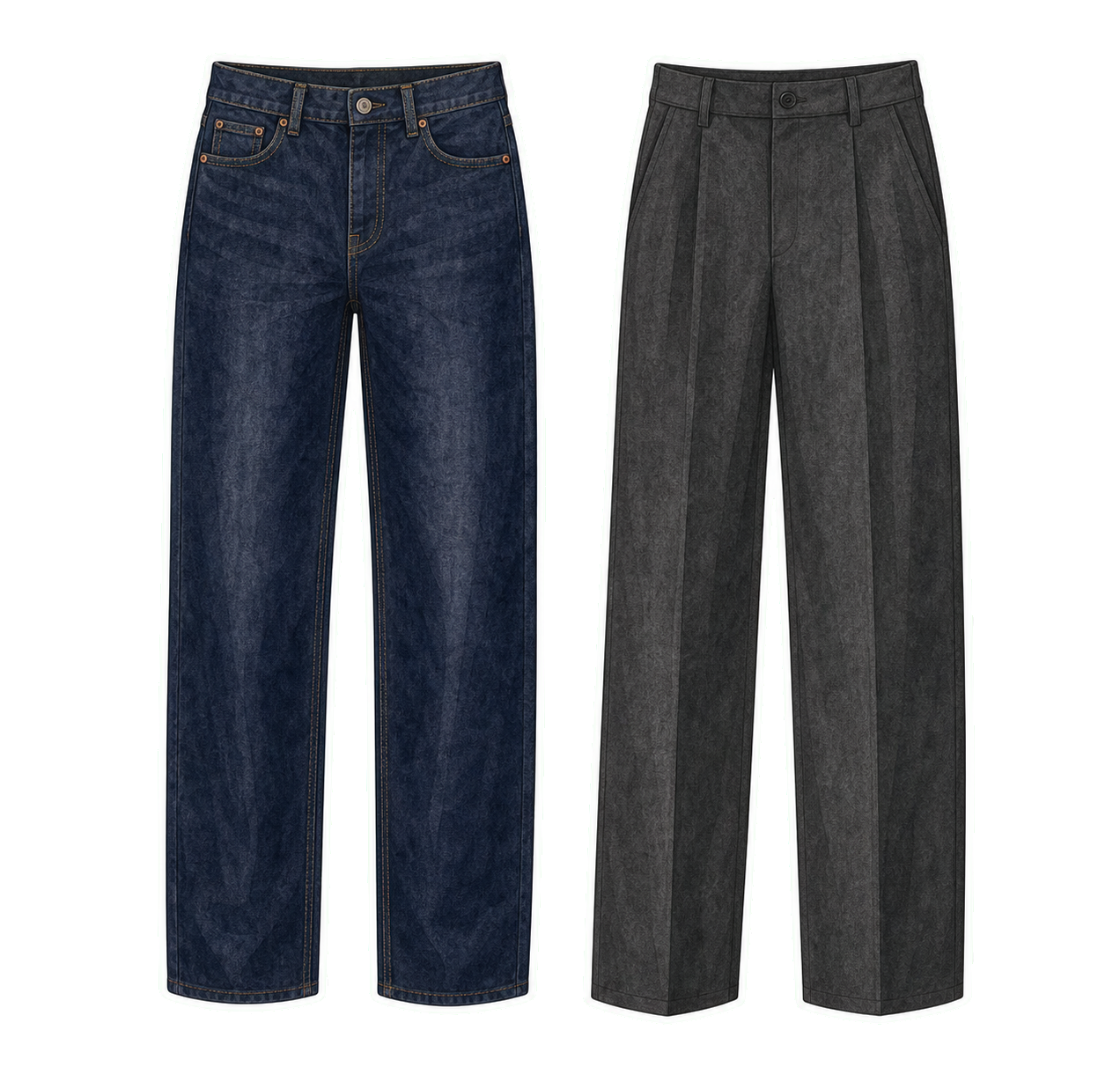 Dark Jeans And Wool Trousers