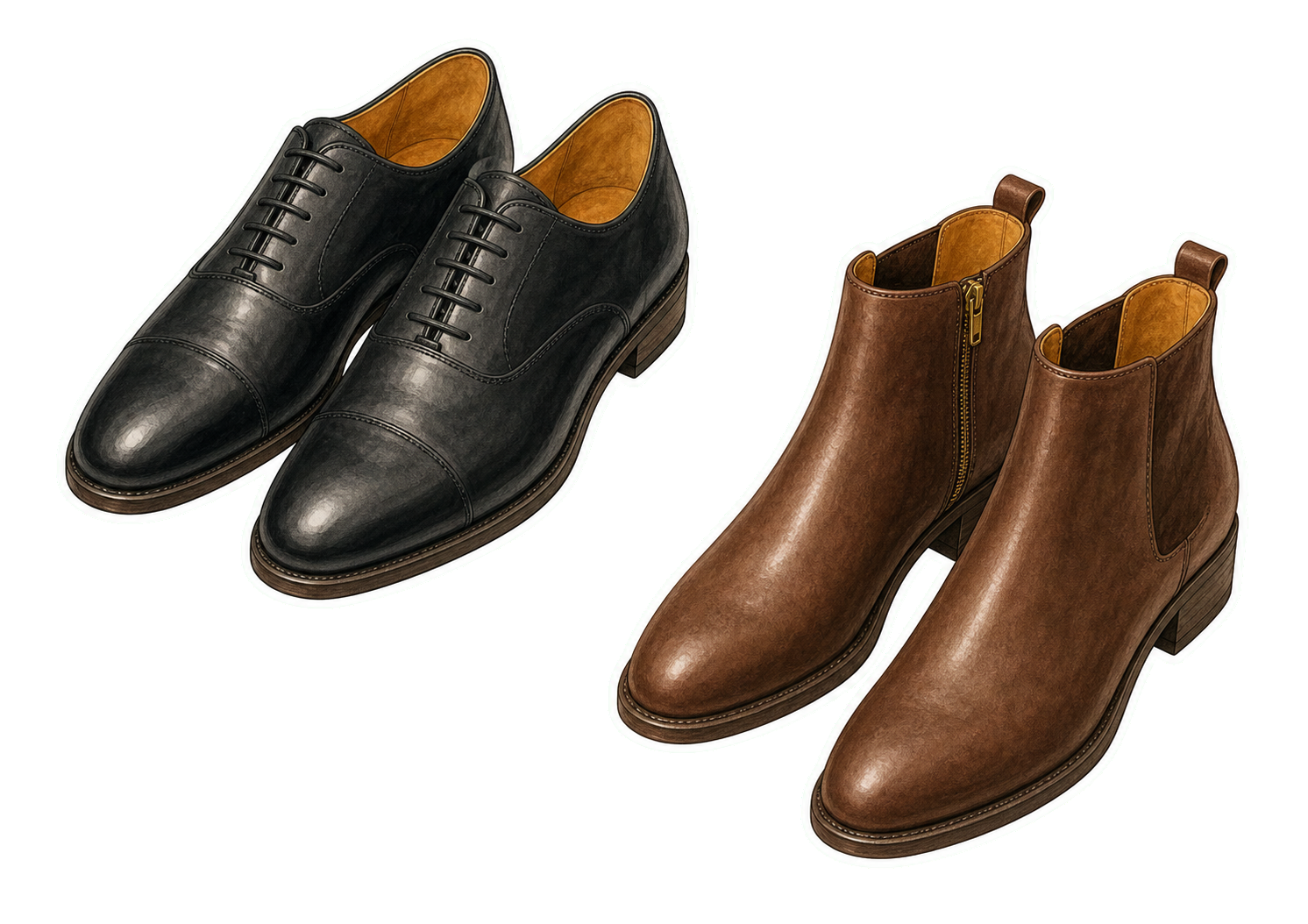 Leather Oxfords And Low-Heel Boots
